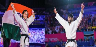 कॉमनवेल्थ गेम्स 2026 में भारत के जूडो खिलाड़ियों अस्मिता डे और हर्ष सिंह ने स्वर्ण पदक हासिल किए