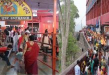 नवरात्रि के पहले दिन धर्मनगरी हरिद्वार के सिद्धपीठ मां मनसा देवी मंदिर में श्रद्धालुओं की भारी भीड़